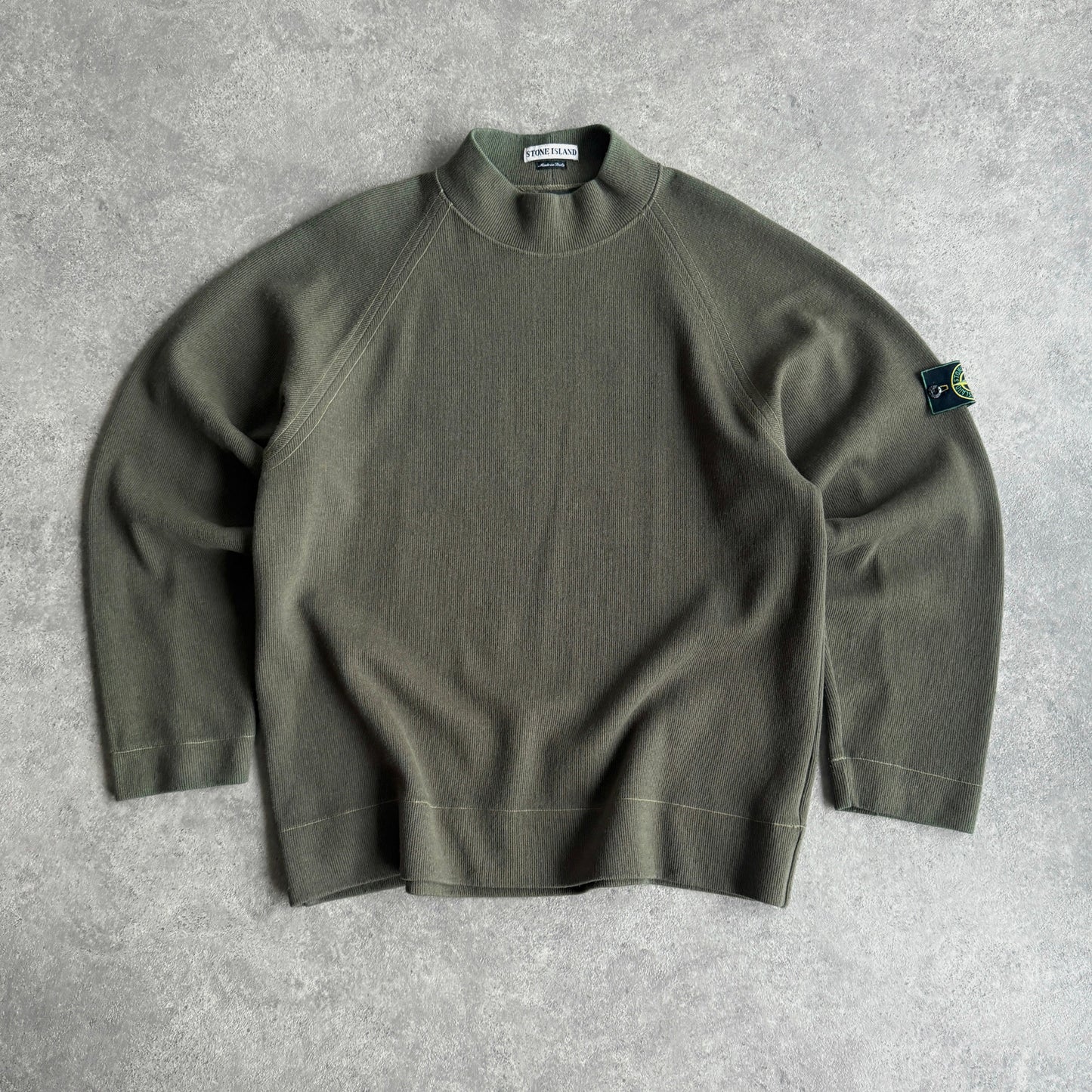 Stone Island RARE A/W 1998 heavyweight mock neck knitted jumper (XL)