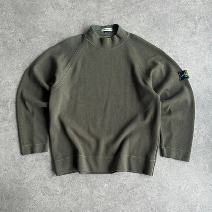 Stone Island RARE A/W 1998 heavyweight mock neck knitted jumper (XL)