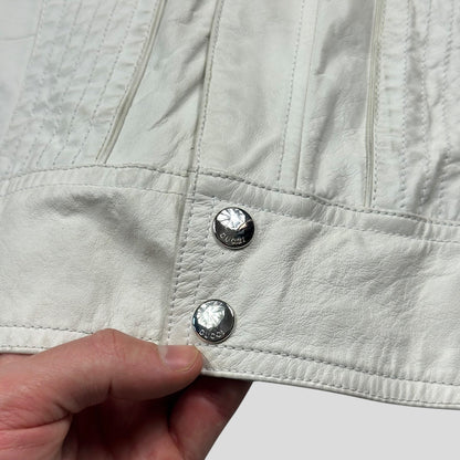 Gucci 2010 Nappa Leather Café Racer Perforated Panelled Biker Jacket - IT54 (L) | Default Title, White
