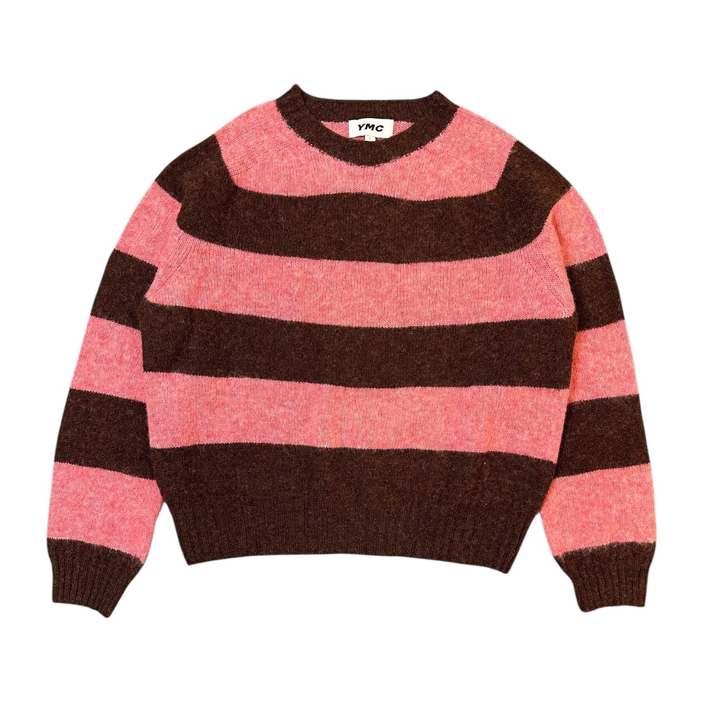 YMC Suedehead Pink Striped Sweatshirt
