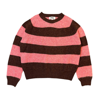 YMC Suedehead Pink Striped Sweatshirt
