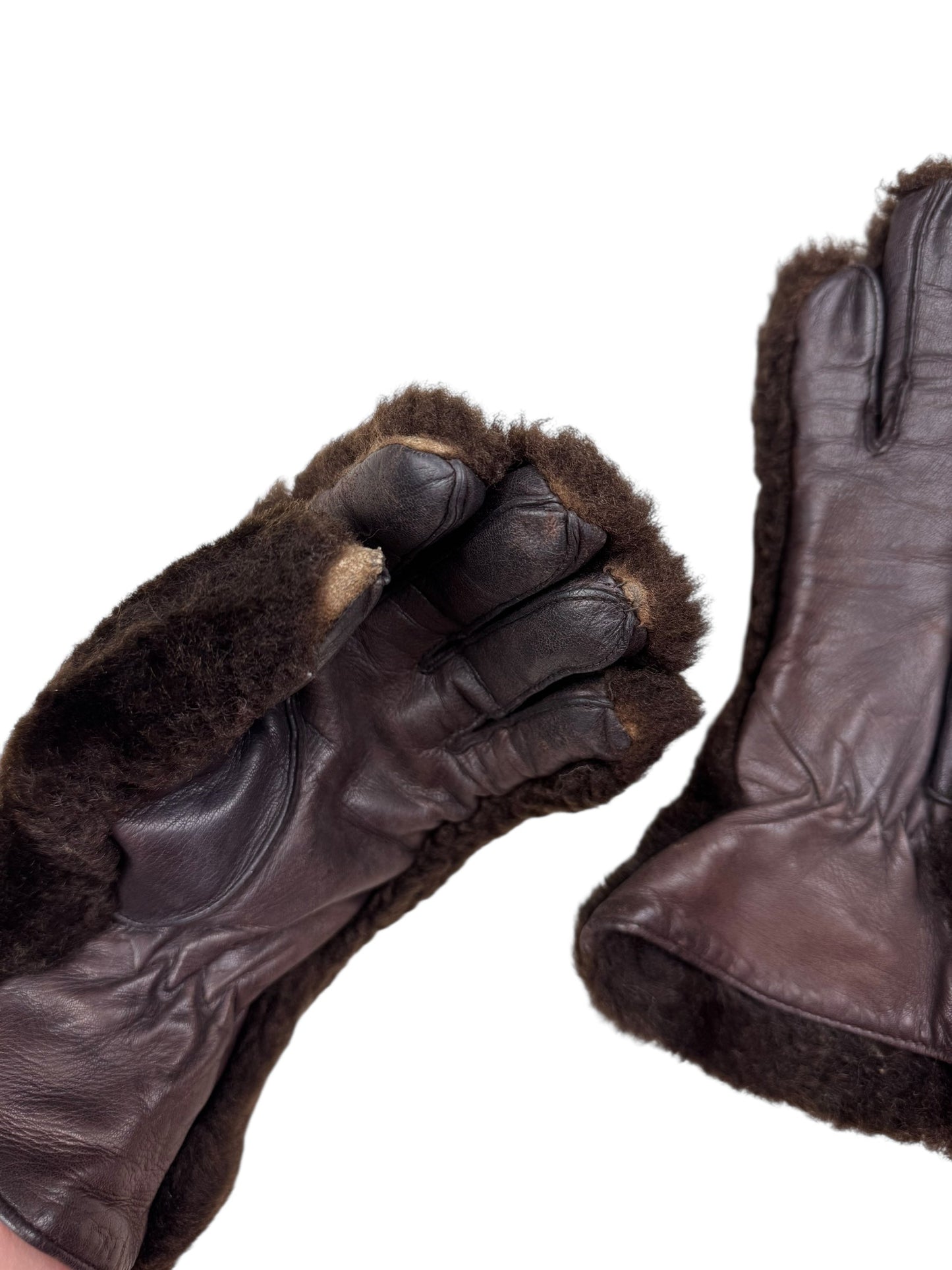 Mid-Century shearling gauntlets | O/S, Brown