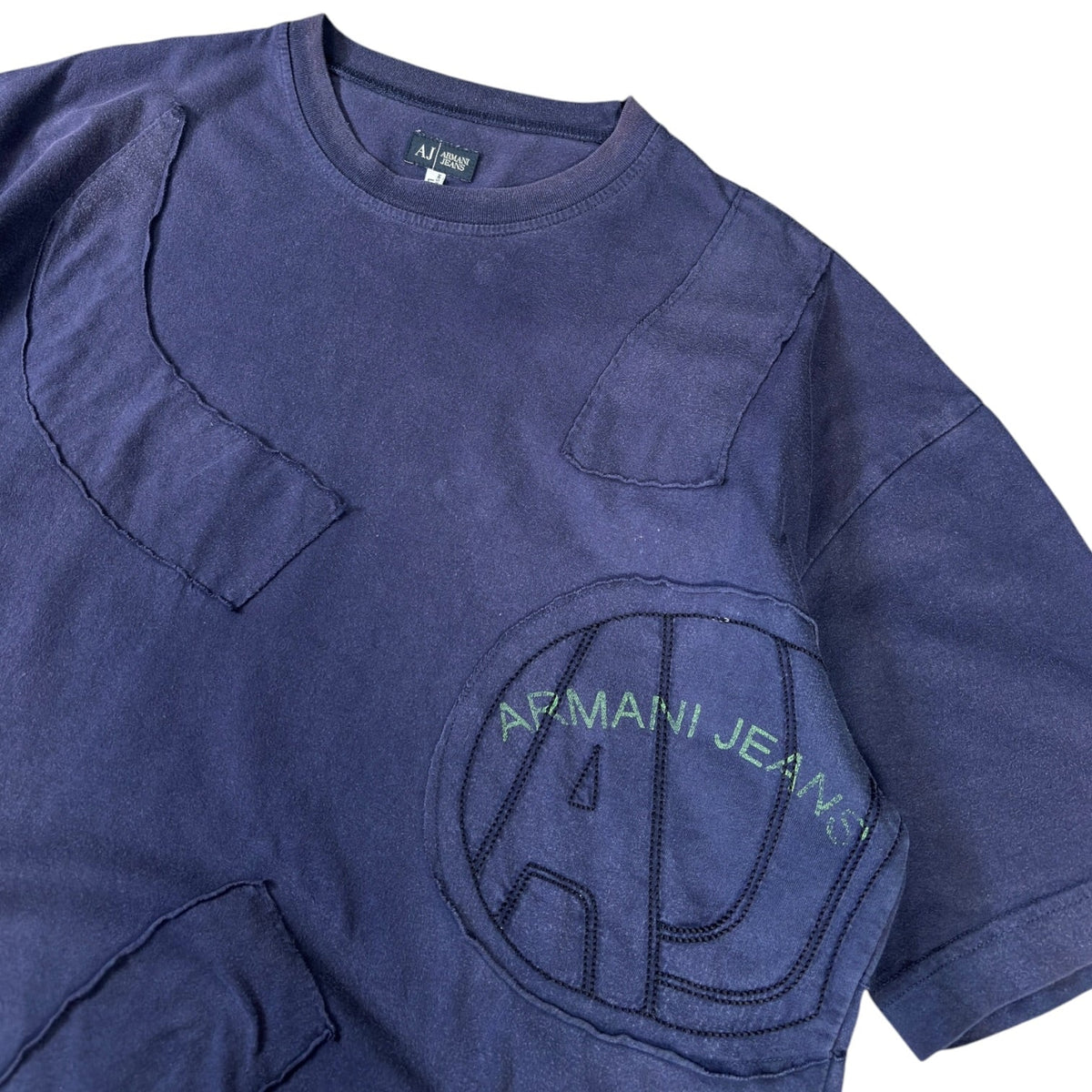 Armani Jeans 00’s Raw Stitch T Shirt L | Large, Navy