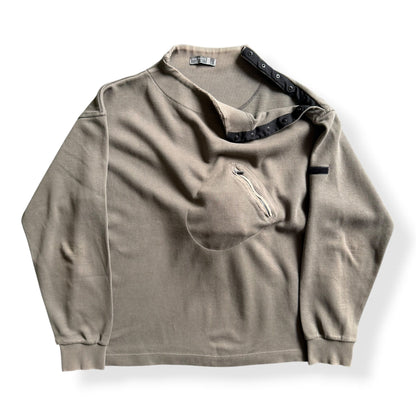 2000's Ted Baker Asymmetric Stash Pocket Sweatshirt (L) | Large, Khaki