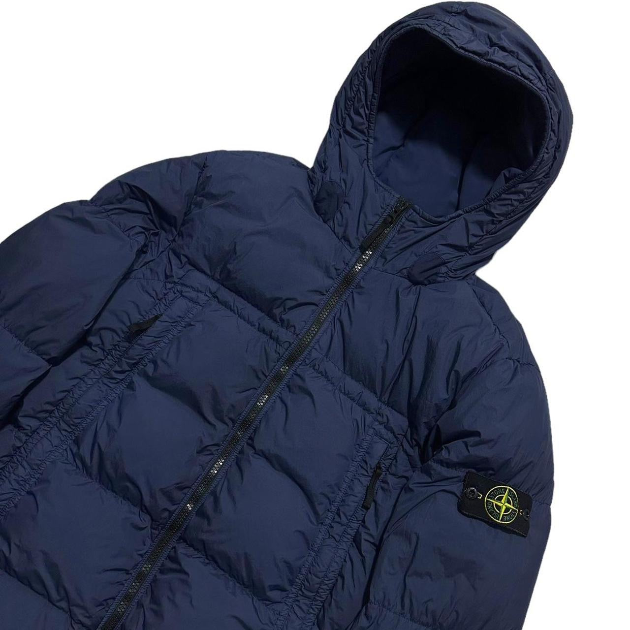 Stone Island Blue Garment Dyed Crinkle Reps NY Down Jacket