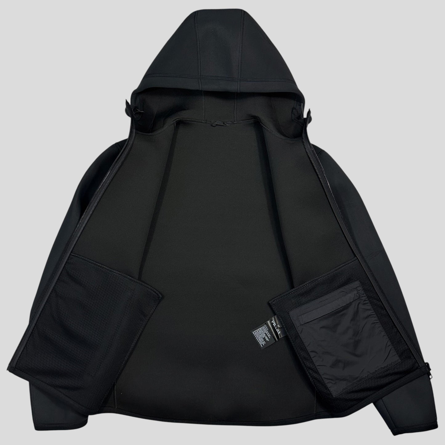 Prada Milano 2018 Technical Scuba Rubberised Race Logo Jacket - M | Default Title, Black