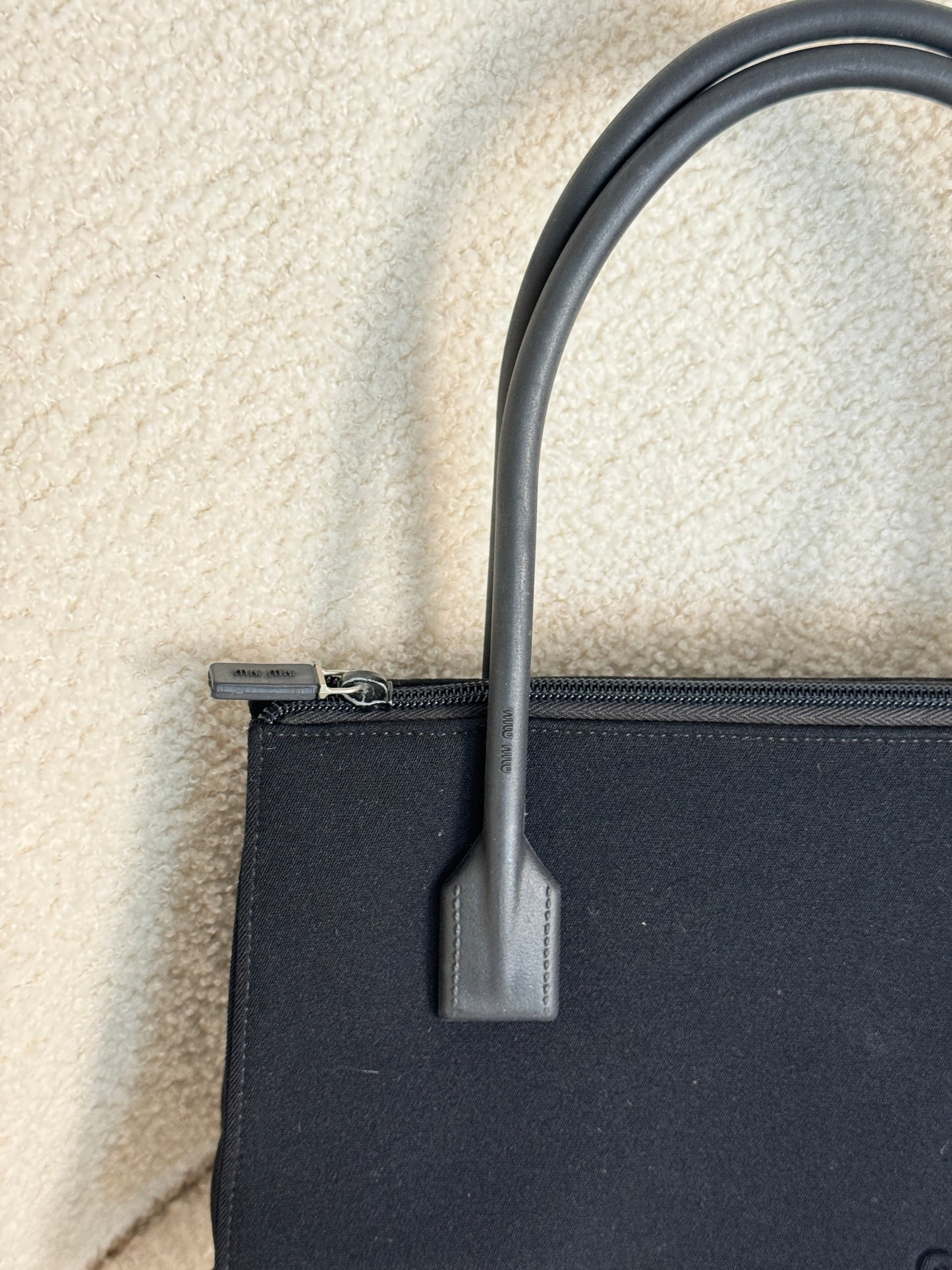Archive 1998 Miu Miu Embossed Cloth Handbag | O/S, Black