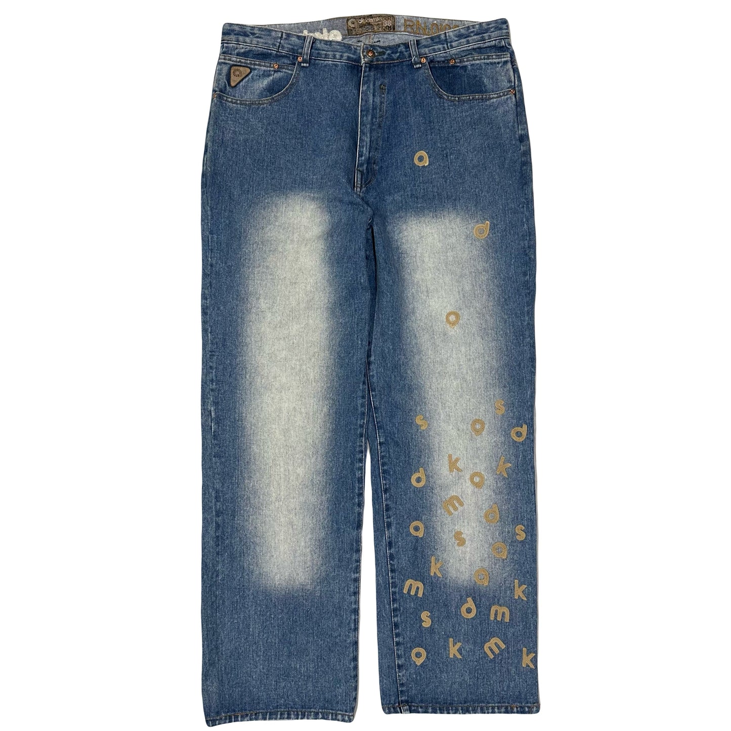 Akademiks Spellout Embroidered Letter Jeans (W38) | W36, Red
