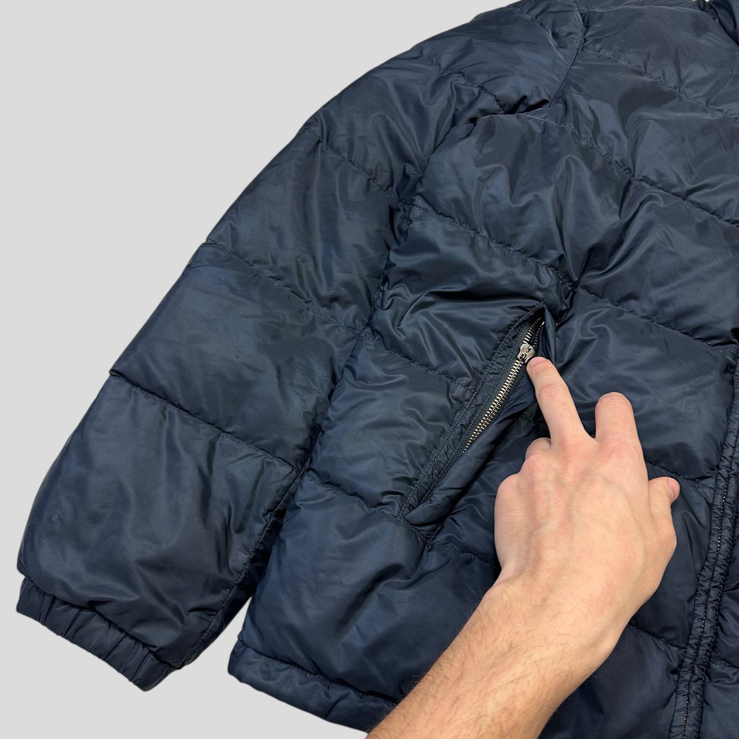 Prada 2014 Navy Nylon Down Triangle Plaque Puffer Jacket - IT48 (M/L)