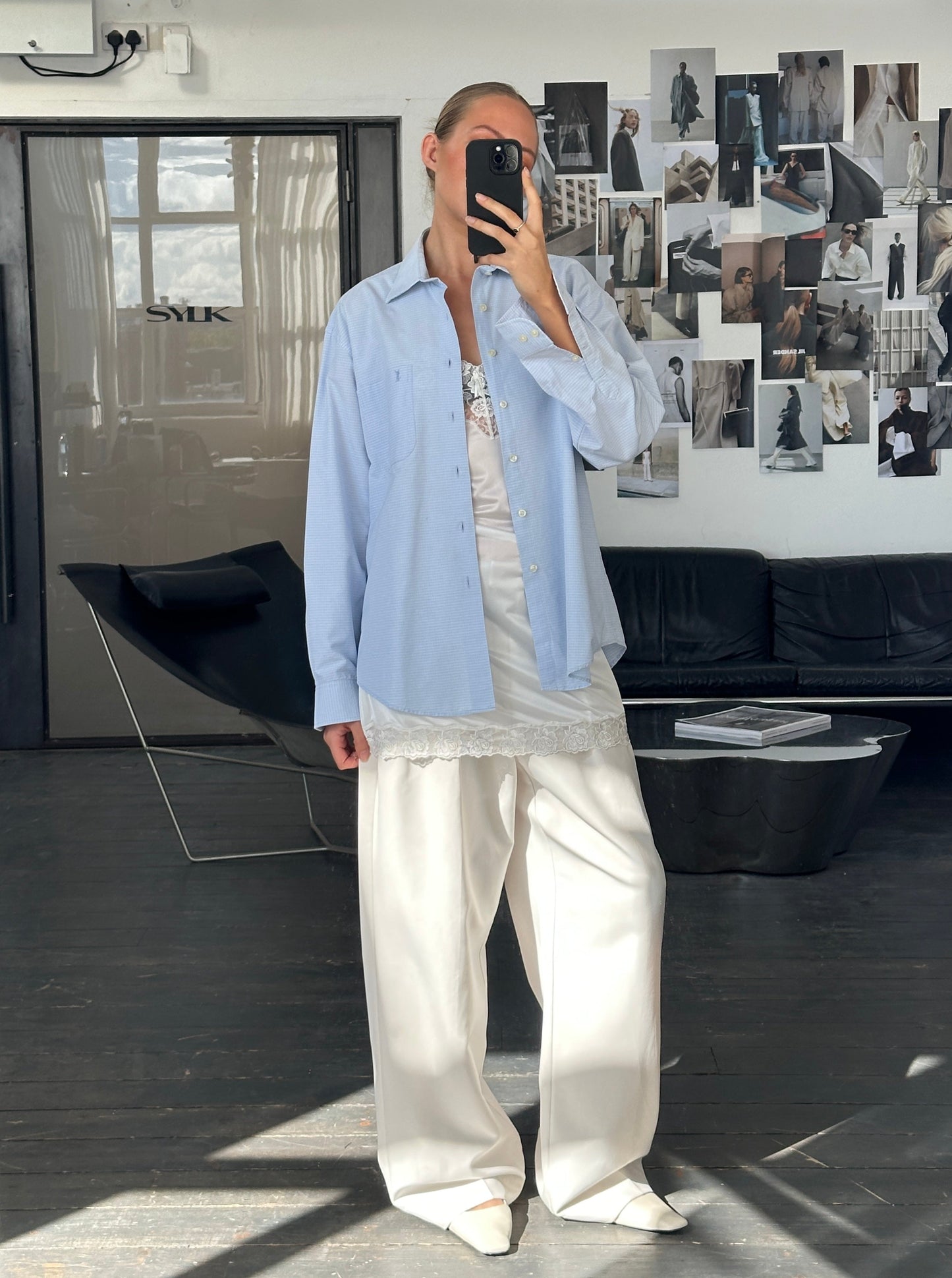 Yves Saint Laurent Pour Homme 1990s Cotton Check Logo Shirt - L