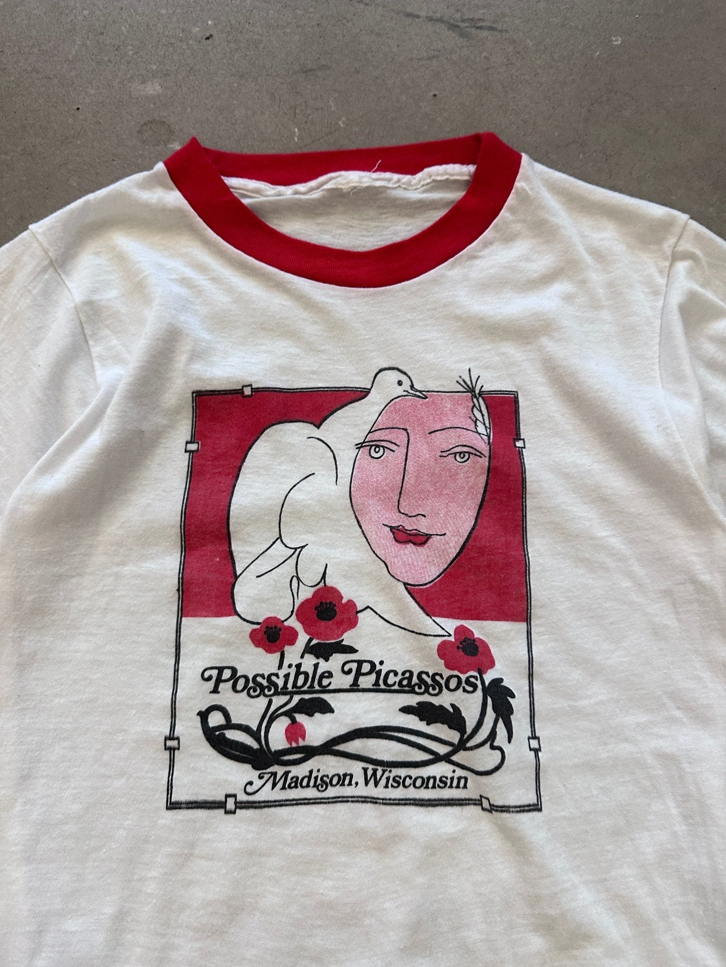 1980's Possible Picassos Ringer T-Shirt - S | Default Title, Red