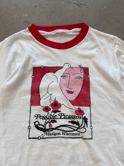 1980's Possible Picassos Ringer T-Shirt - S | Default Title, Red