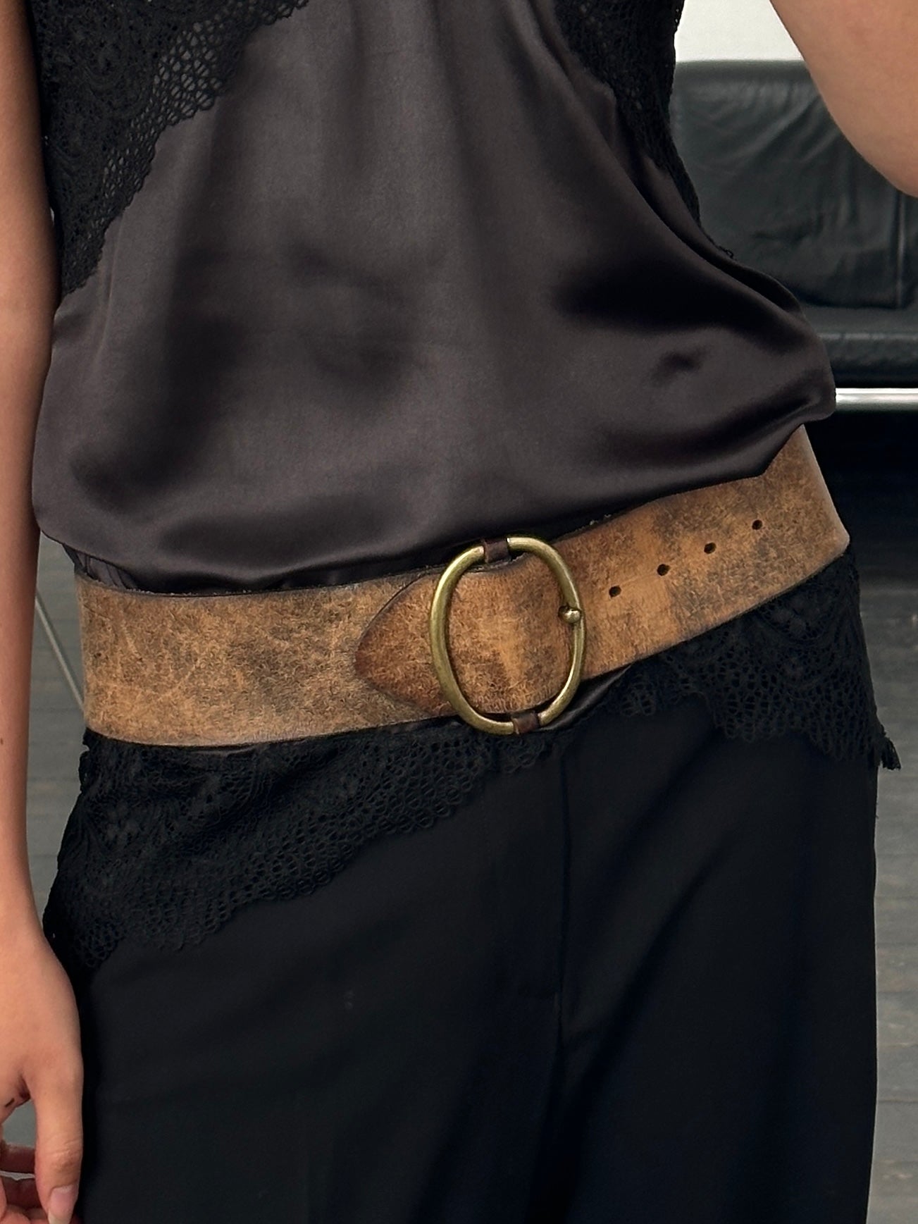 Vintage 1980s Chunky Leather Belt - W31-35