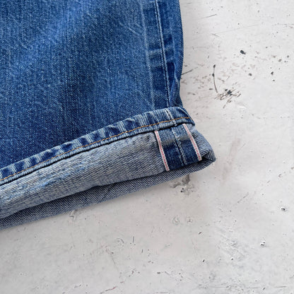 2000s levis 501 limited edition red line selvedge distressed jeans | Blue, Red