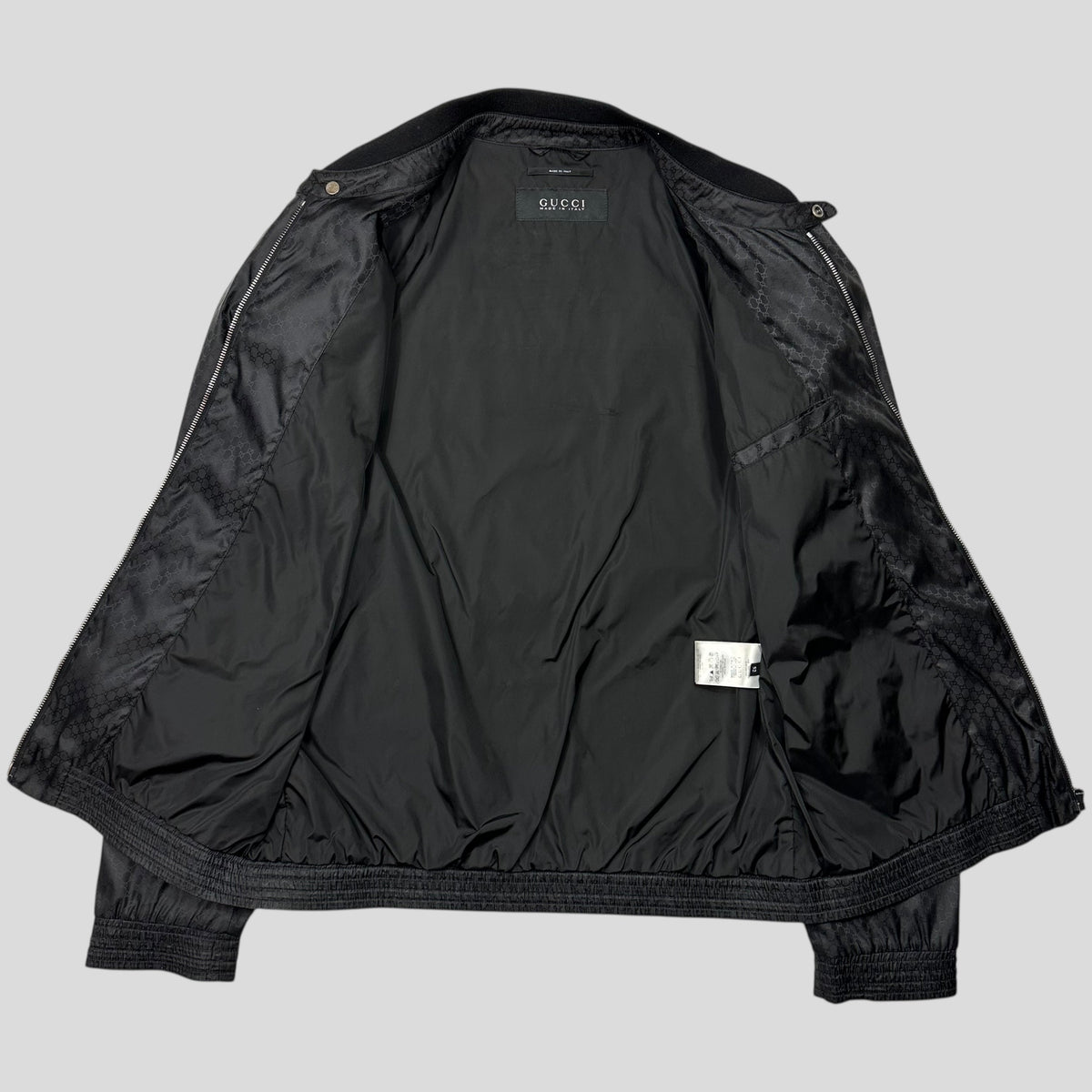 Gucci 2012 Nylon Monogram GG Web Logo Bomber Jacket - IT52 (L) | Large, Black