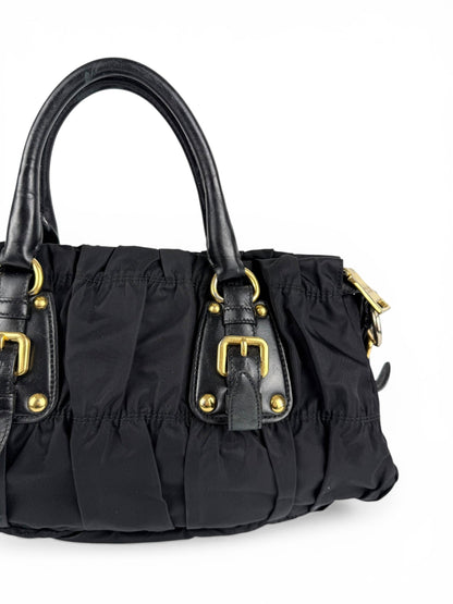 2010s Prada Nylon Tessuto Gaufre Black Handbag | O/S, Black