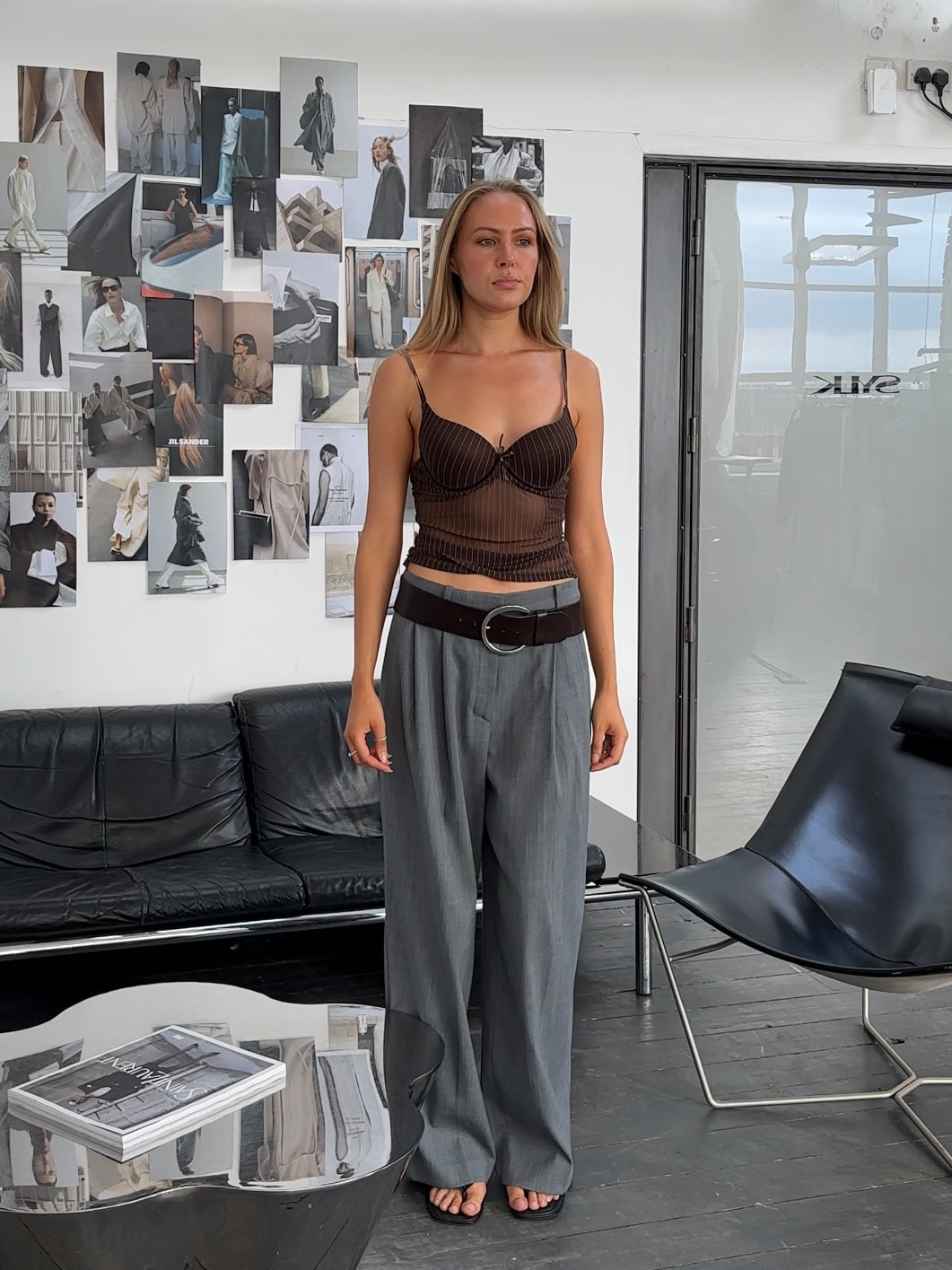 Vintage 2000s Sheer Stripe Top - M