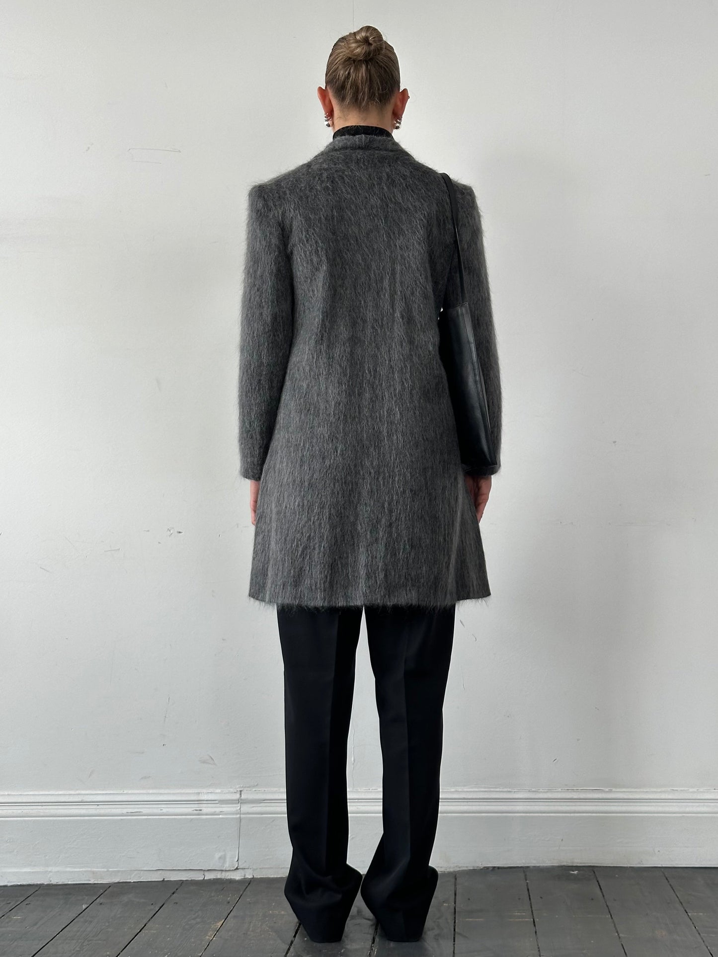 Emporio Armani Fuzzy Wool Mohair Single Breasted Coat - M