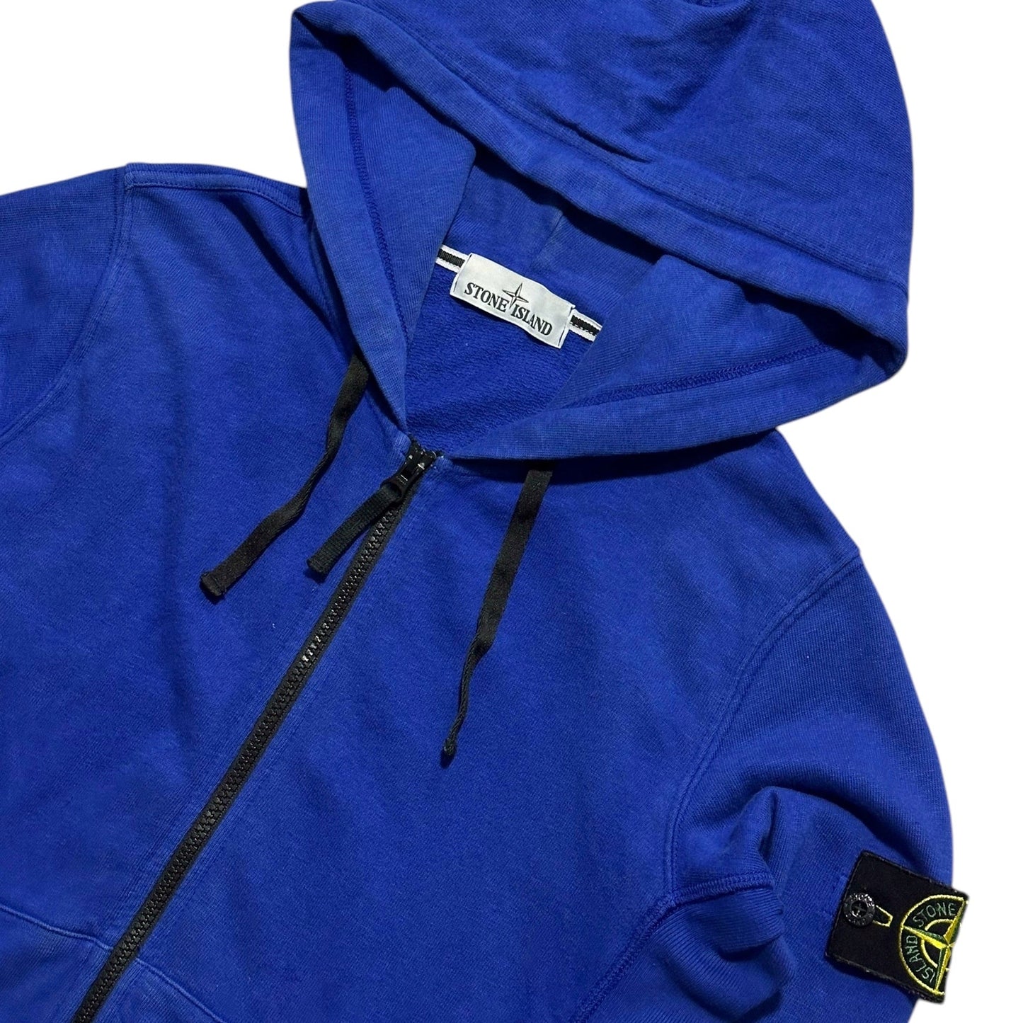 Stone Island Zip Up Cotton Hoodie with Drawstrings