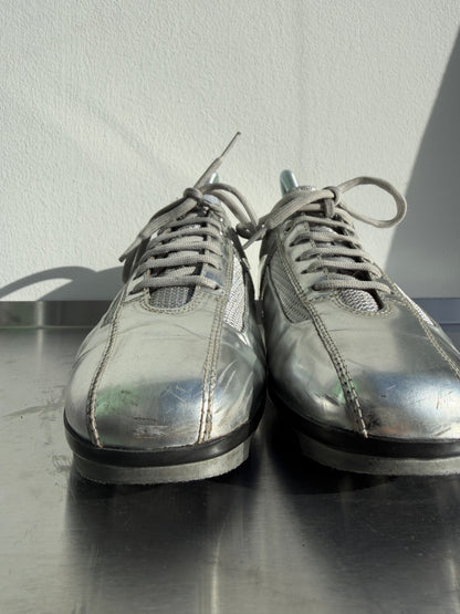 Prada Sport 00s Metallic Trainers | UK 37.5, Metallic Silver
