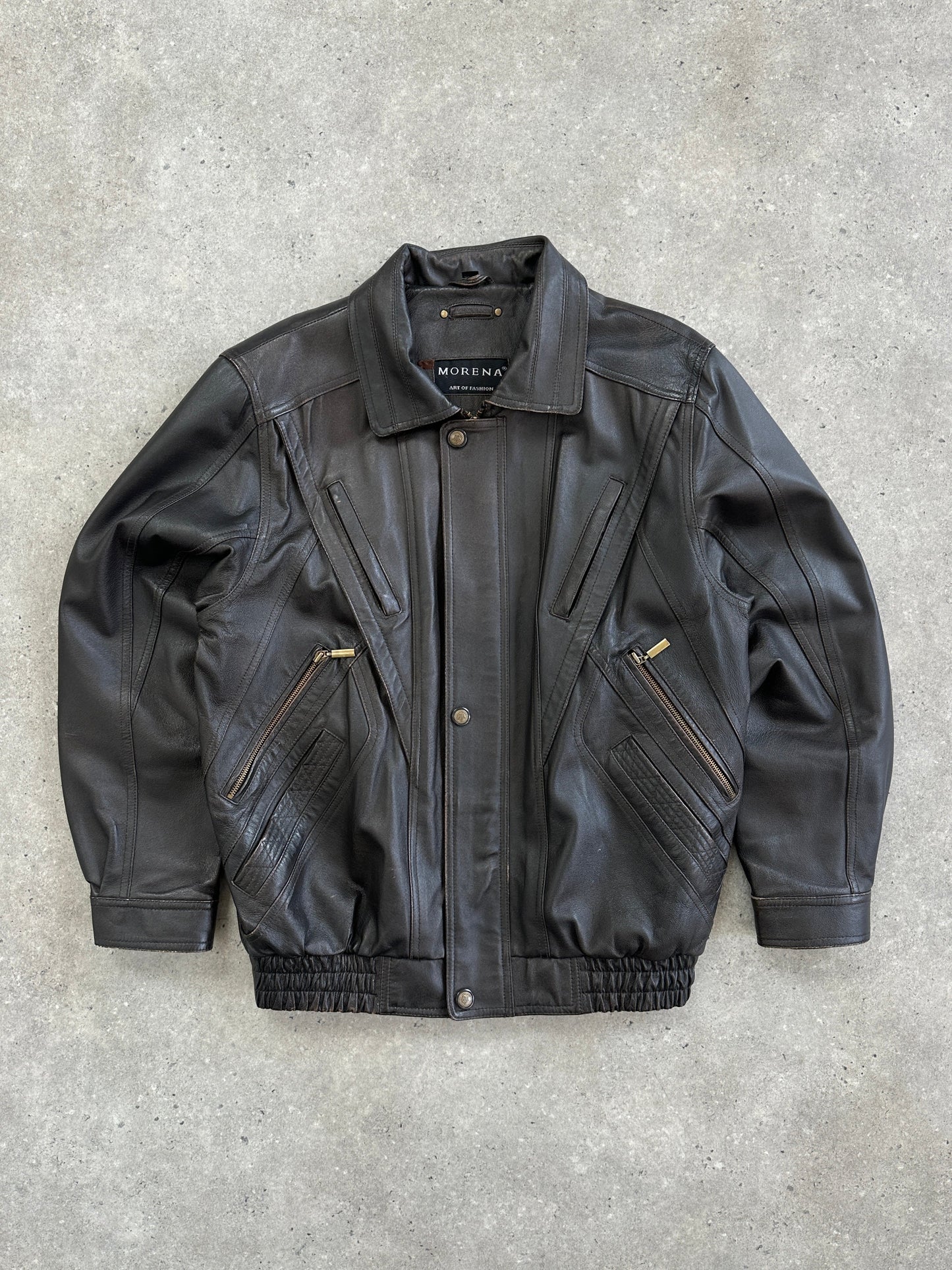 Vintage Leather Blouson Bomber Jacket - XL