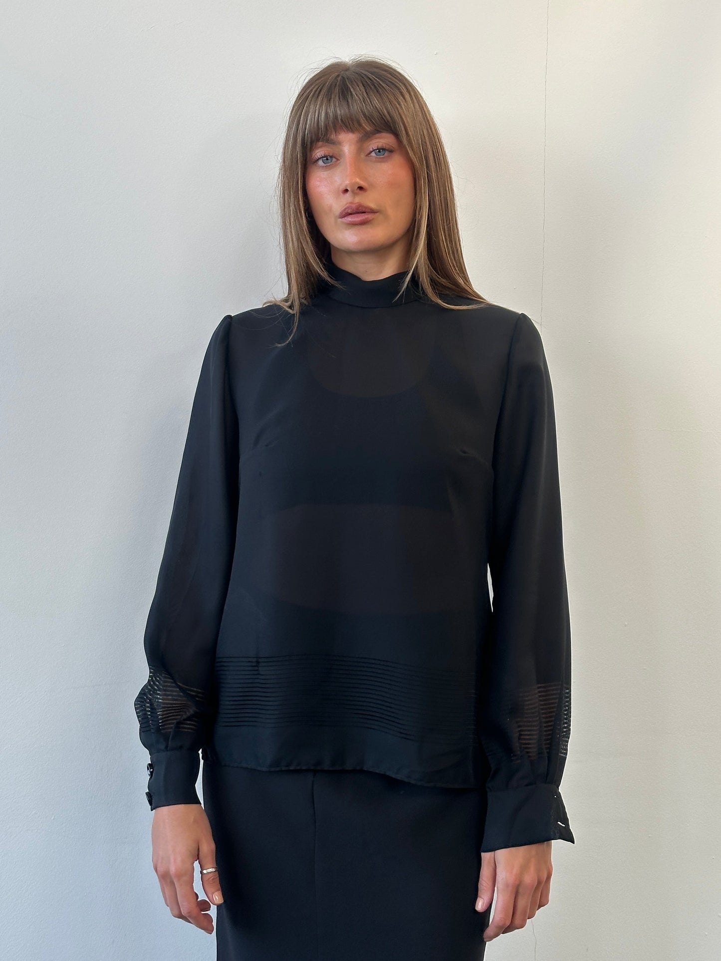 Vintage 1990s Sheer Stripe Panel Top - M