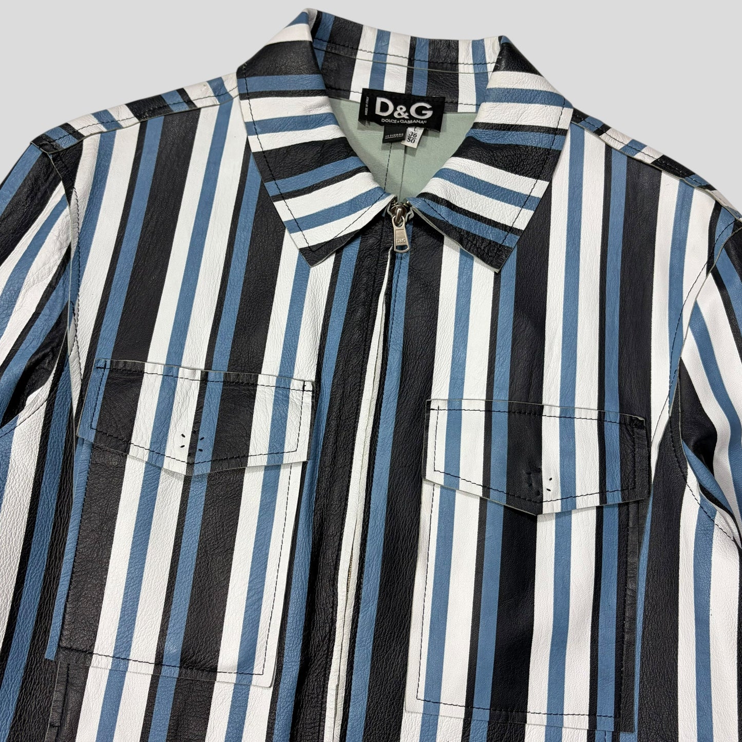 Dolce & Gabbana 00’s Leather Striped Blouson Work Jacket - M | Default Title, Multicoloured