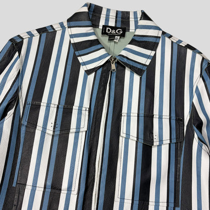 Dolce & Gabbana 00’s Leather Striped Blouson Work Jacket - M | Default Title, Multicoloured