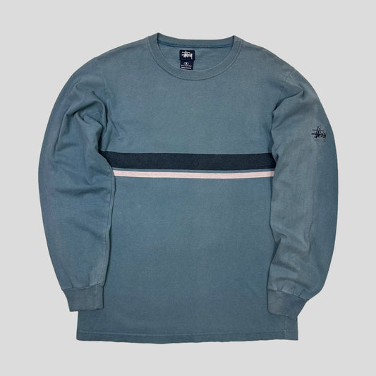 Stussy 90’s Embroidered Stock Logo Striped LS - S/M
