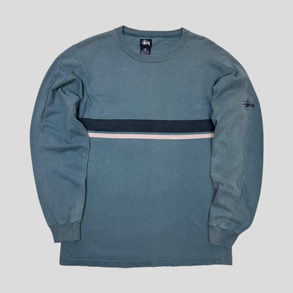 Stussy 90’s Embroidered Stock Logo Striped LS - S/M | Default Title, Blue