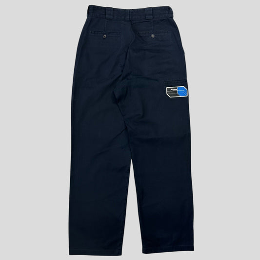 Prada 2018 Rubber Logo Baggy Drill Cotton Trousers - IT48 | Default Title, Navy
