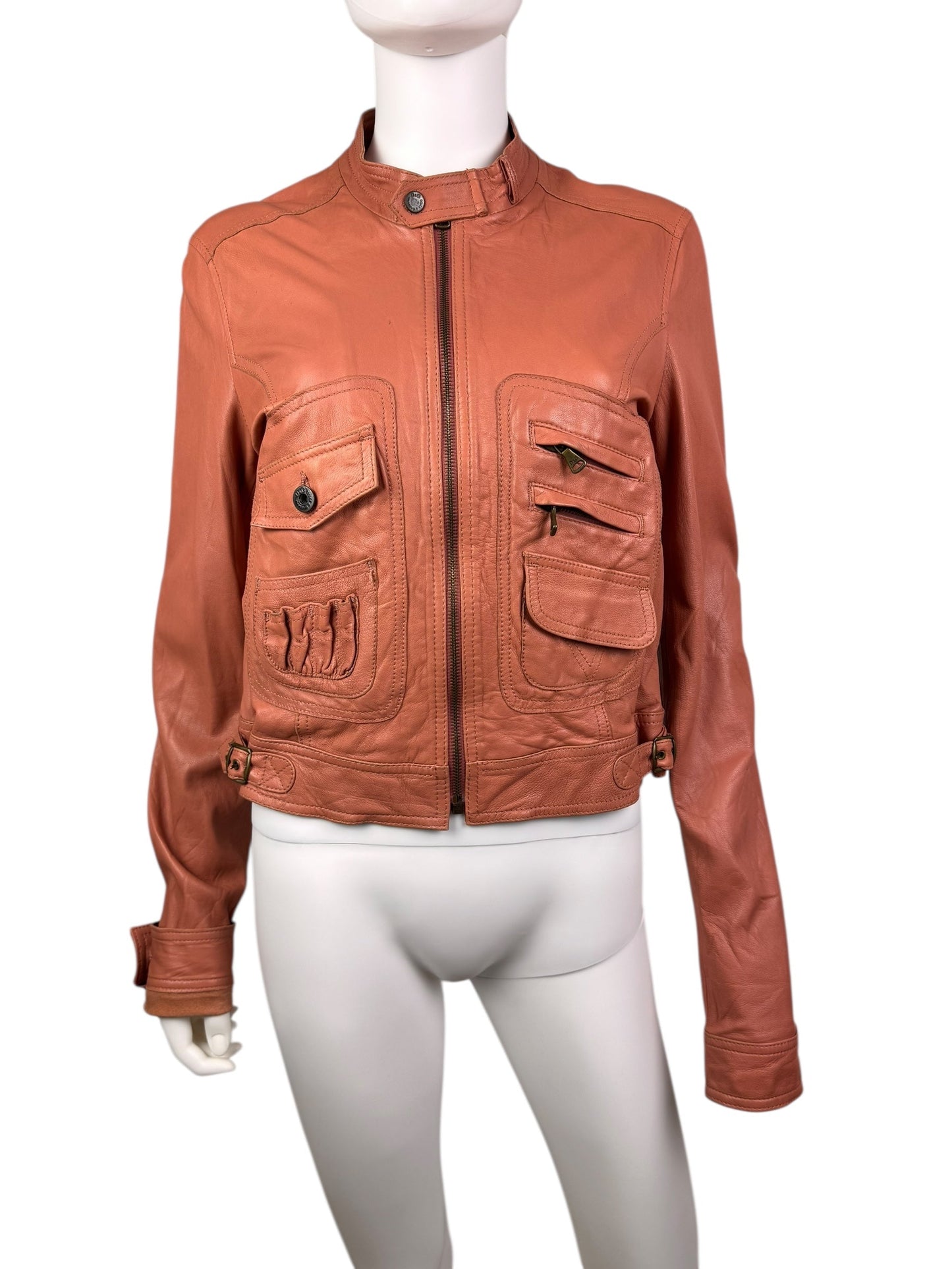 D&G 2000s salmon pink leather utility jacket | Salmon Pink, Salmon Pink