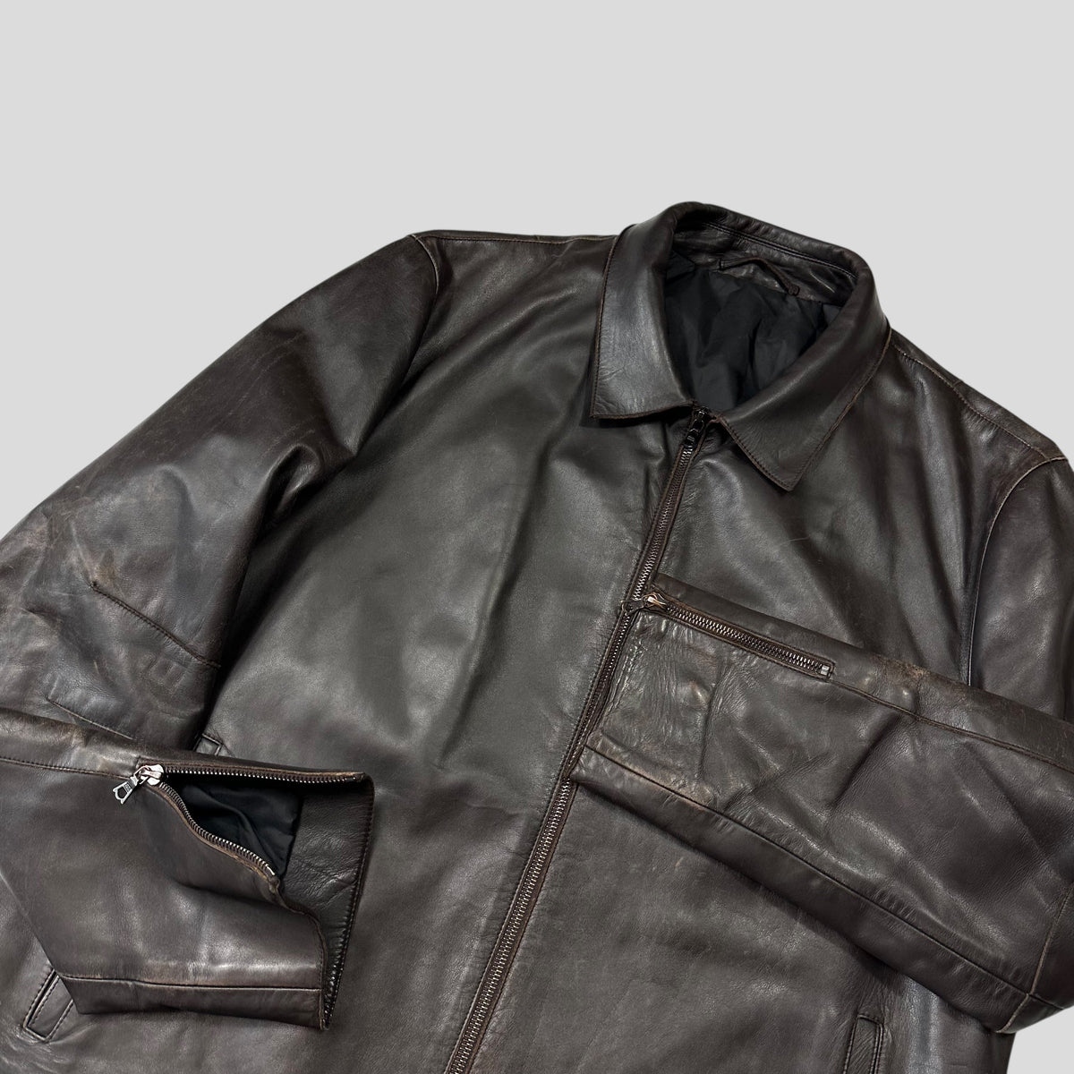 Neil Barrett AW00 Leather Moto Backpack Jacket - M/L | Large, Brown