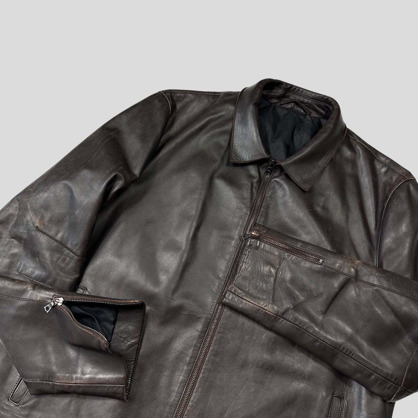 Neil Barrett AW00 Leather Moto Backpack Jacket - M/L | O/S, Brown