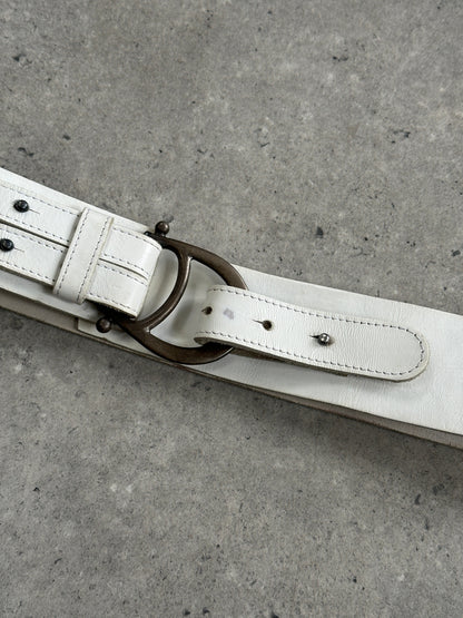 Italian Vintage 1990s Chrome Chunky Leather Belt - W32-34