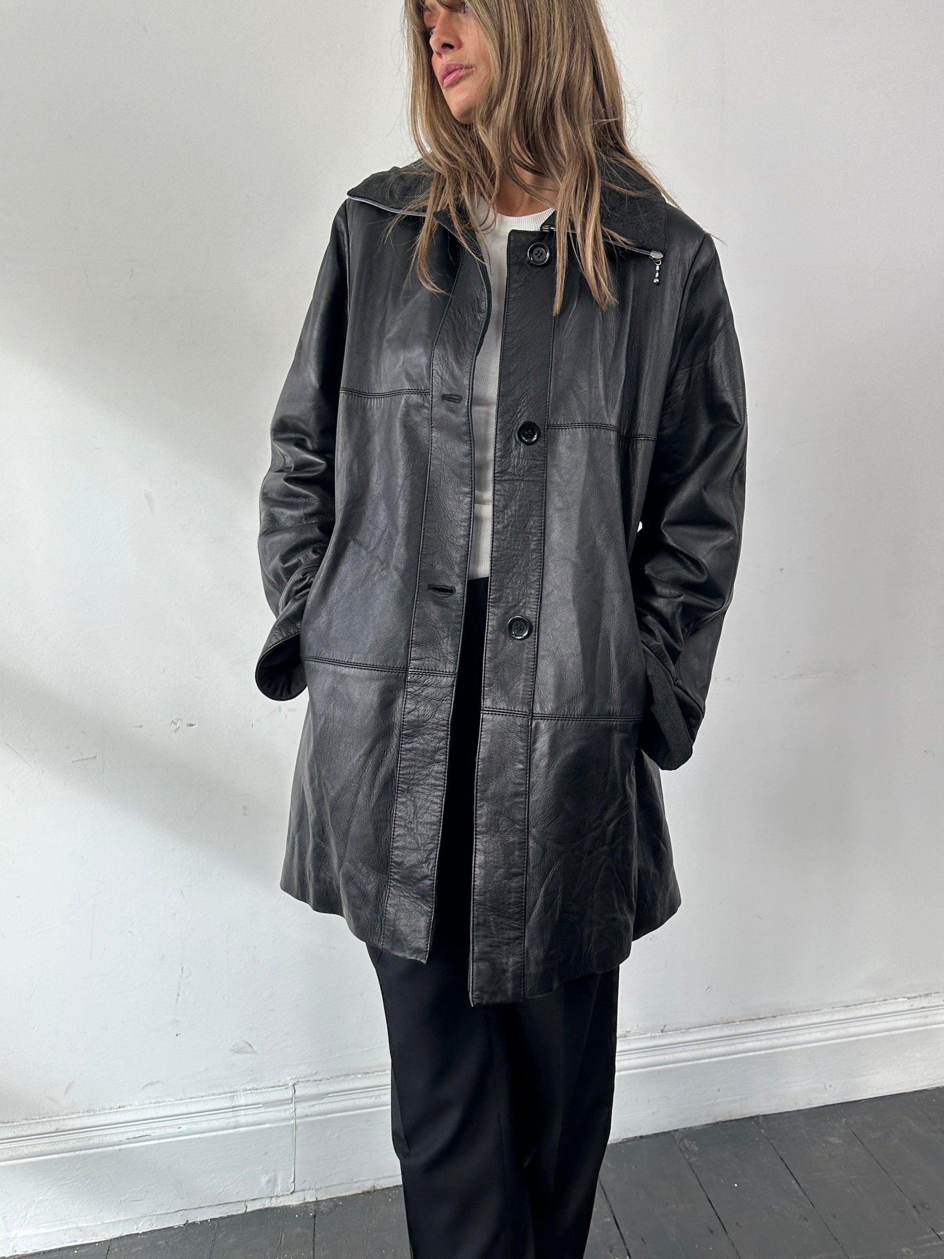 Conbipel Italian Fleece Lined Leather Coat - L/XL - Known Source