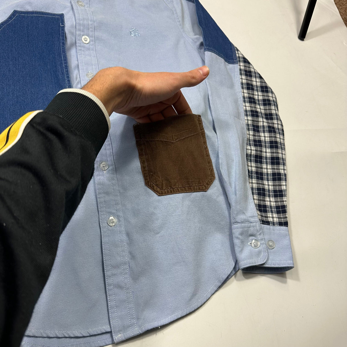 Junya Watanabe x Brooks Brothers 2005 Patchwork Cargo Shirt - M (S) | Blue