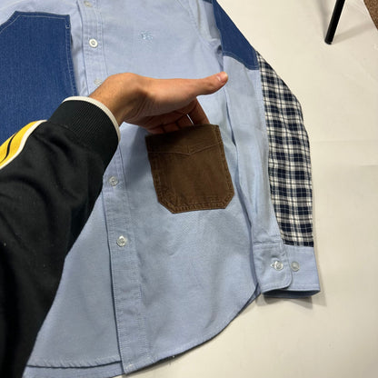 Junya Watanabe x Brooks Brothers 2005 Patchwork Cargo Shirt - M (S) | Blue
