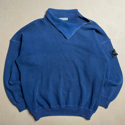 A/W 1988 Indigo Blue Side Zip Turtle Neck Pullover Fleece