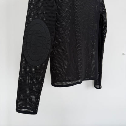 ss2000 prada sport asymmetrical neck mesh longsleeve top | O/S, Black