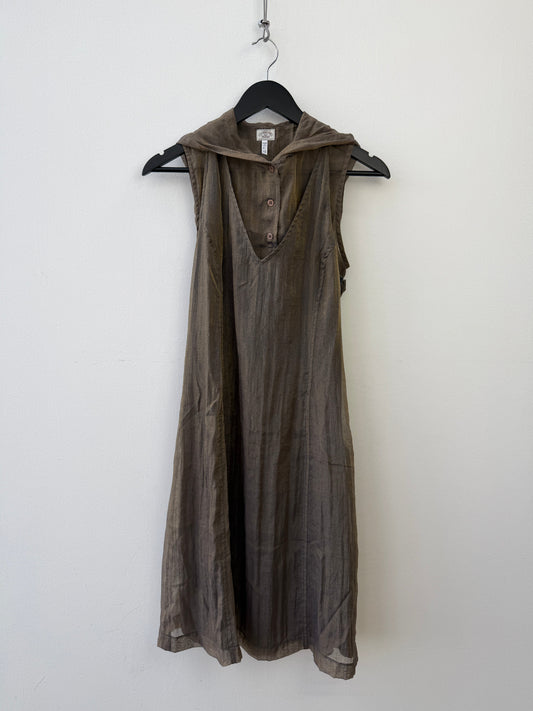 Armani Jeans 90s Iridescent Sheer Hooded Two-Piece Dress Set | Medium, Iridescent Brown