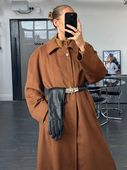 Italian Vintage 1970s Pure Cashmere Concealed Placket Coat - XL