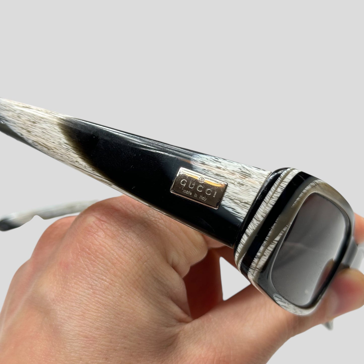 Gucci by Tom Ford 00’s Zebra Print GG Logo Square Sunglasses | O/S, Black and White