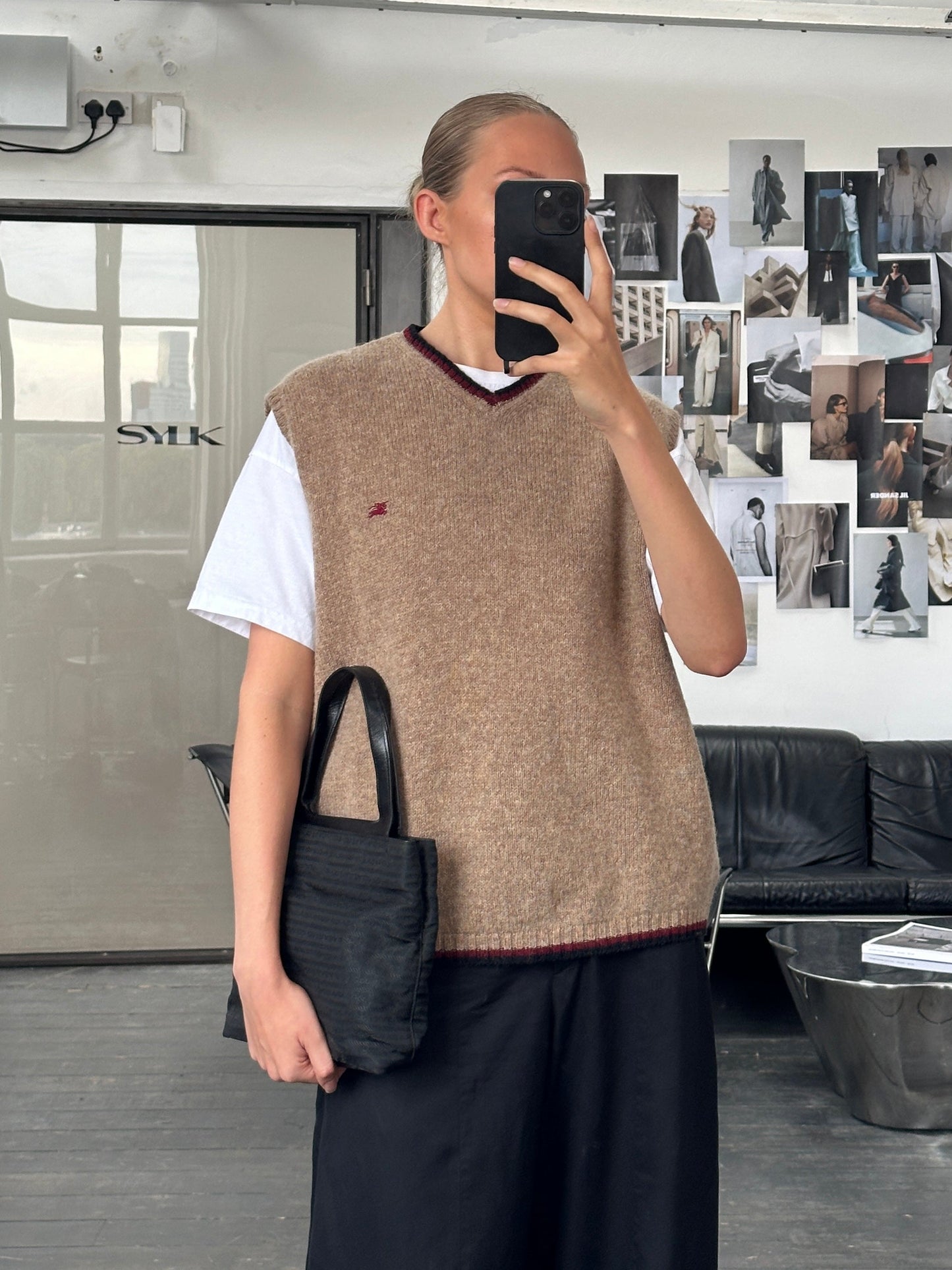 Burberry London 2000s Pure Wool Sleeveless Logo Knitted Jumper - M/L