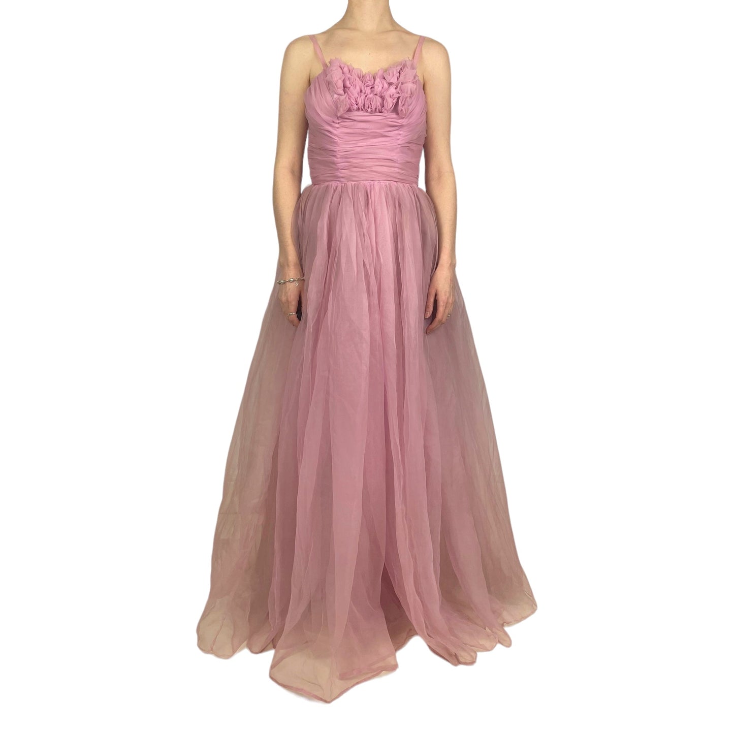 1950s Lee Delman pink tulle gown