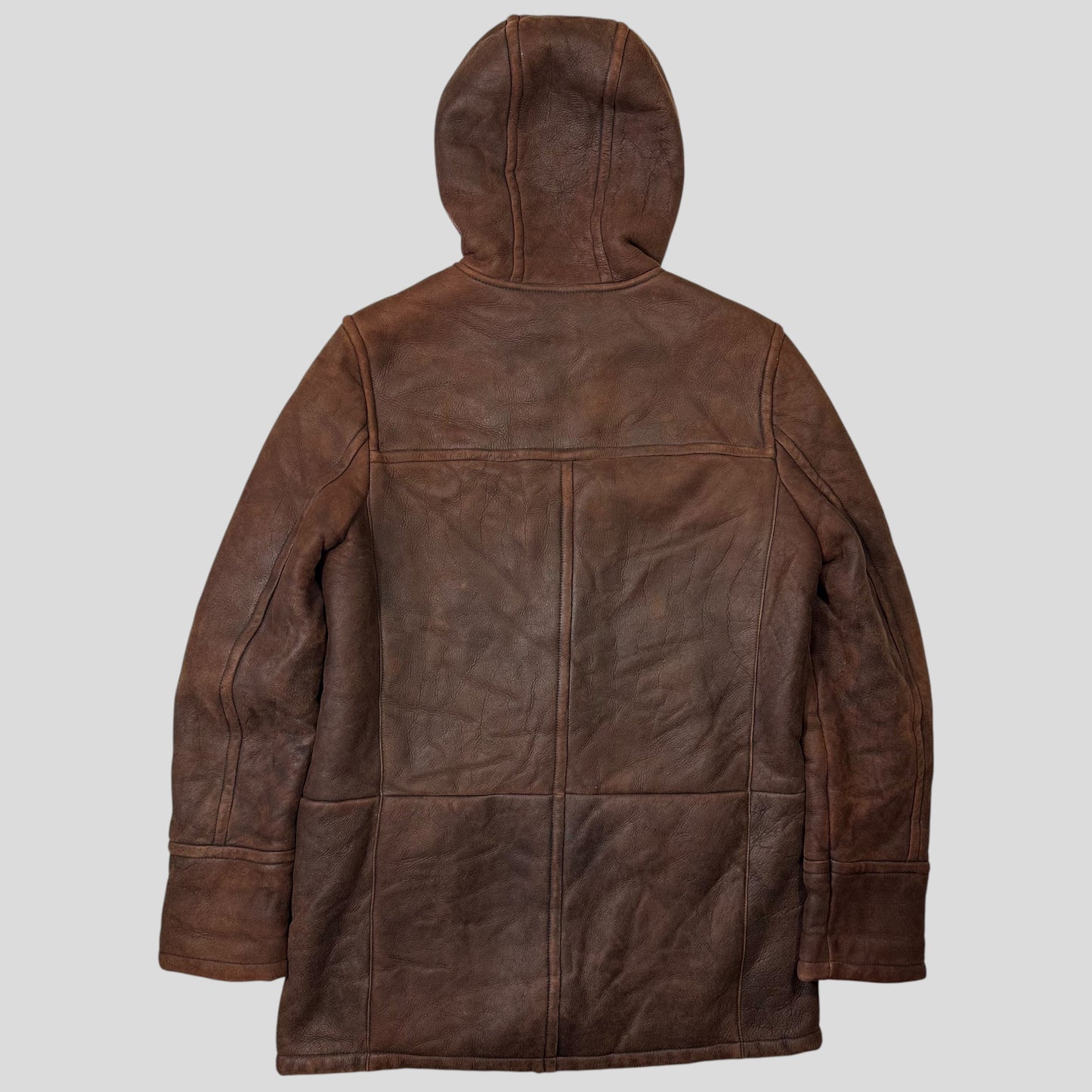 Prada Milano 2010 Sheepskin Fur & Leather Strap Hooded Coat - IT50 | O/S, Brown