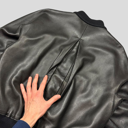 Gucci by Tom Ford FW03 Leather + Silk Pleated Padded Flight Jacket - IT50 (M/L) | Default Title, Black