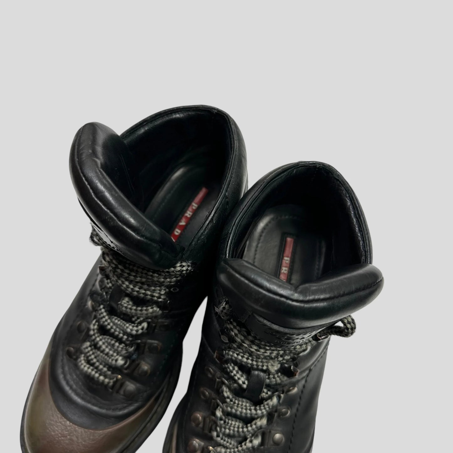 Prada Milano Leather Combat Boots - UK4.5/5