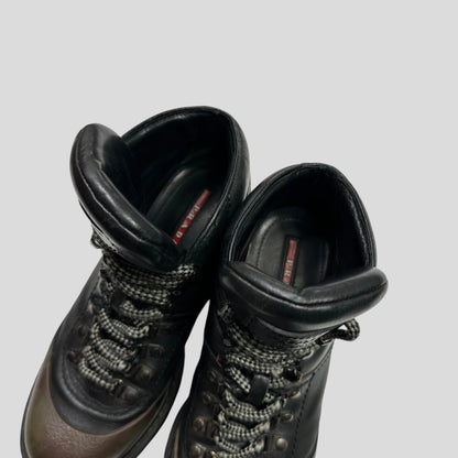 Prada Milano Leather Combat Boots - UK4.5/5