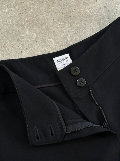 Armani Collezioni Wool Low Waist Wide Leg Trousers - W26